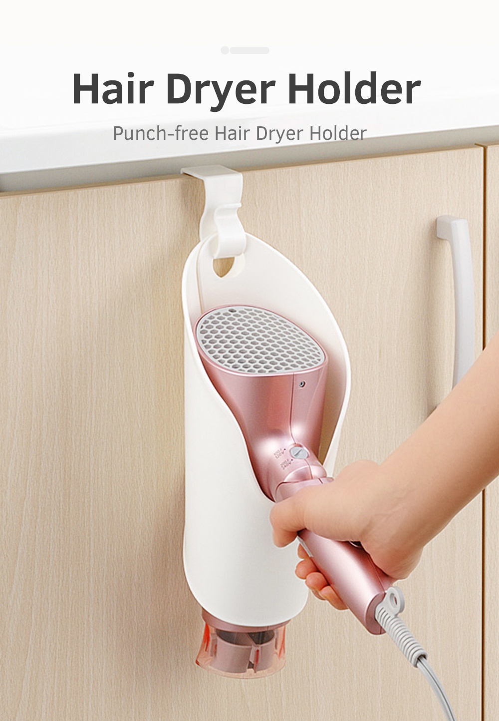 Punch-free Hair Dryer Holder Hook-1
